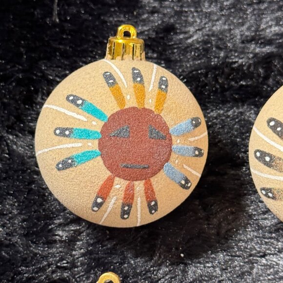 Native American Navajo Sand Painting Ball Ornament Christmas Lot (6) - Picture 3 of 9
